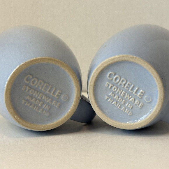 CORELLE Coordinate Stoneware Light Sky Blue coffee Mugs set of 2 CLEAN/VINTAGE - Picture 4 of 9